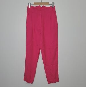 Vintage Bright Pink Linen Blend Lightweight Retro Pants Size 5